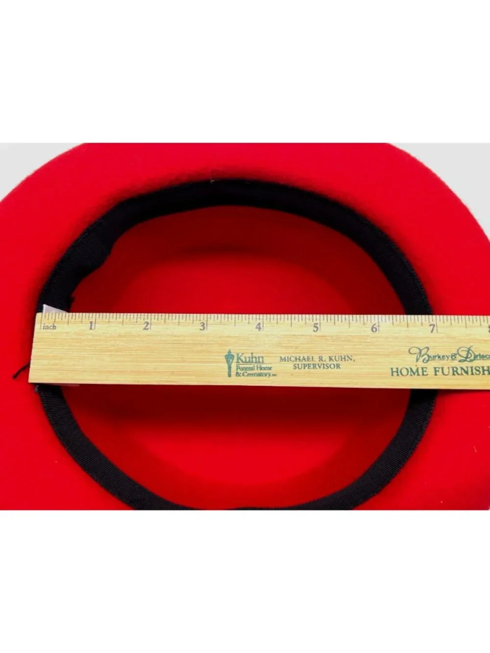 Vintage  Liz Claiborne Red Wool Dress Hat Black Ribbon USA 1980s 1990s